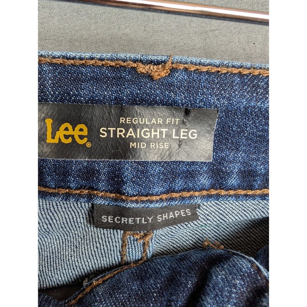 Lee Womens Size 14 Medium Mid Rise Straight Leg Denim Blue Jeans - Picture 6 of 9